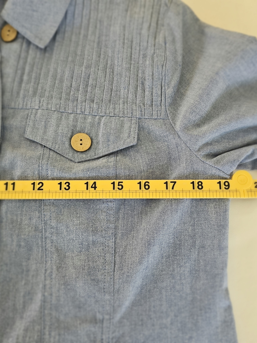 Draper’s & Damon’s Blue Chambray Pintuck Button Up Jacket Top Medium - Picture 10 of 16